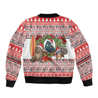 New Zealand Animal Christmas Bomber Jacket Maori Inspired Kowhaiwhai Patterns LT9 - Polynesian Pride