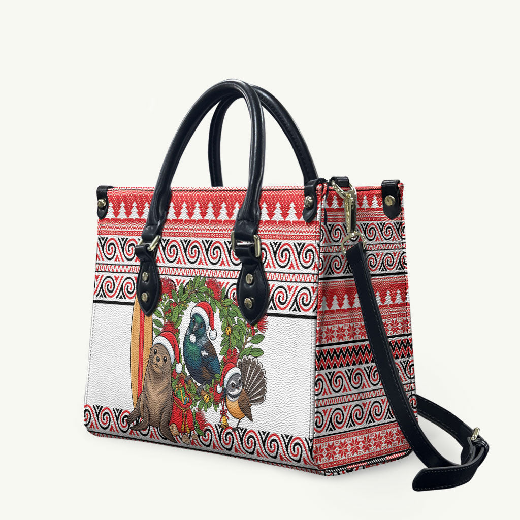 New Zealand Animal Christmas Leather Bag Maori Inspired Kowhaiwhai Patterns LT9 Red - Polynesian Pride