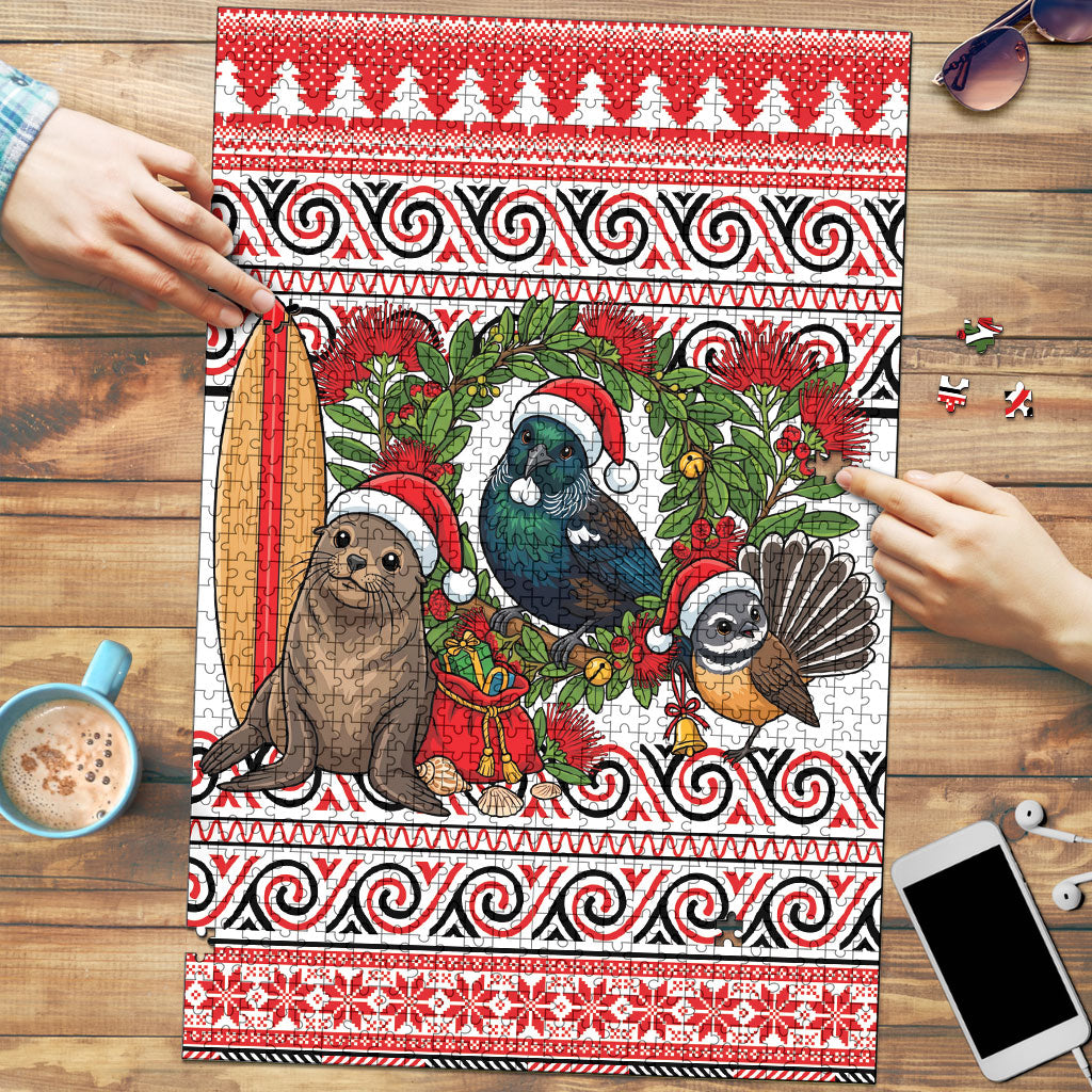 New Zealand Animal Christmas Puzzle Maori Inspired Kowhaiwhai Patterns LT9 Red - Polynesian Pride