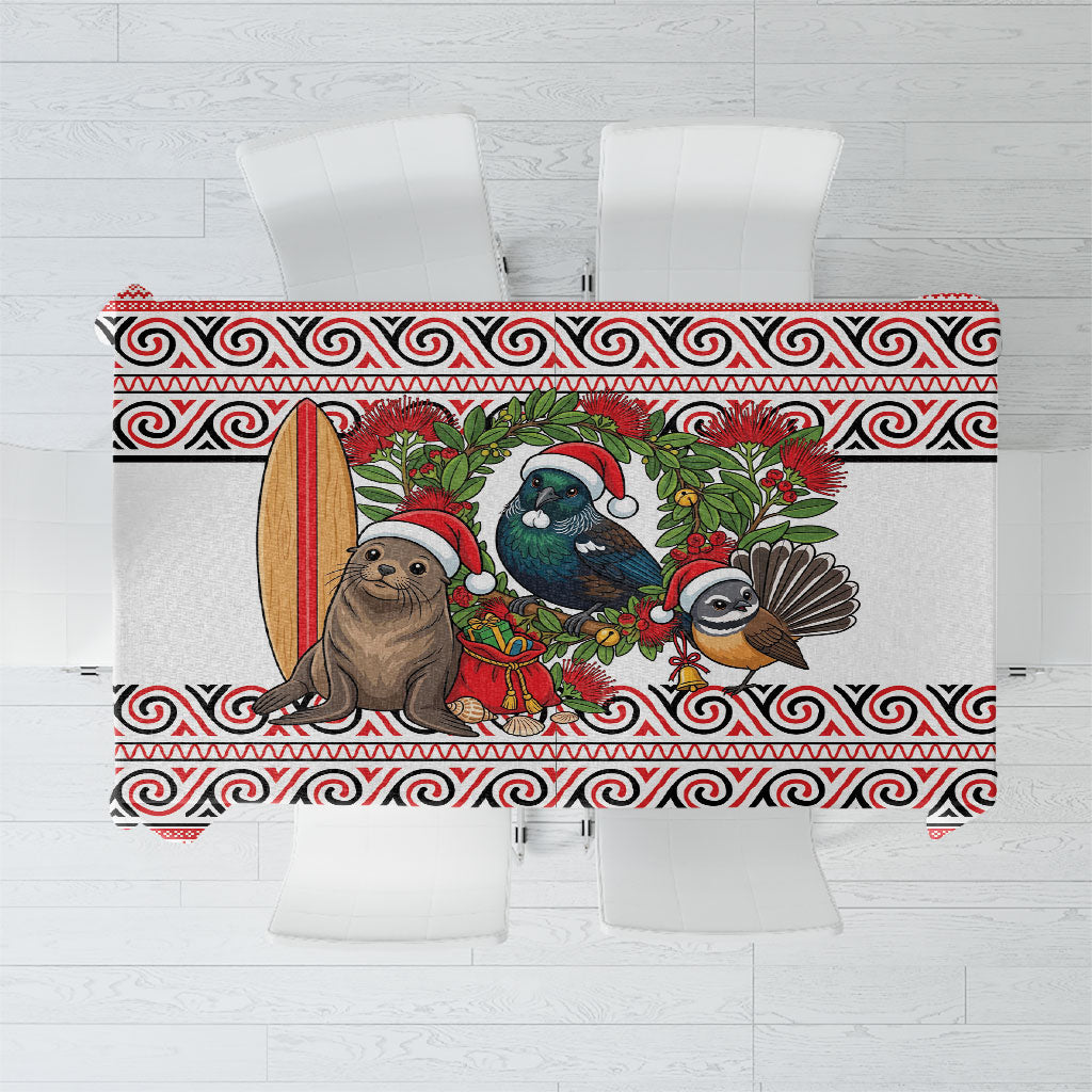 New Zealand Animal Christmas Tablecloth Maori Inspired Kowhaiwhai Patterns LT9 Red - Polynesian Pride
