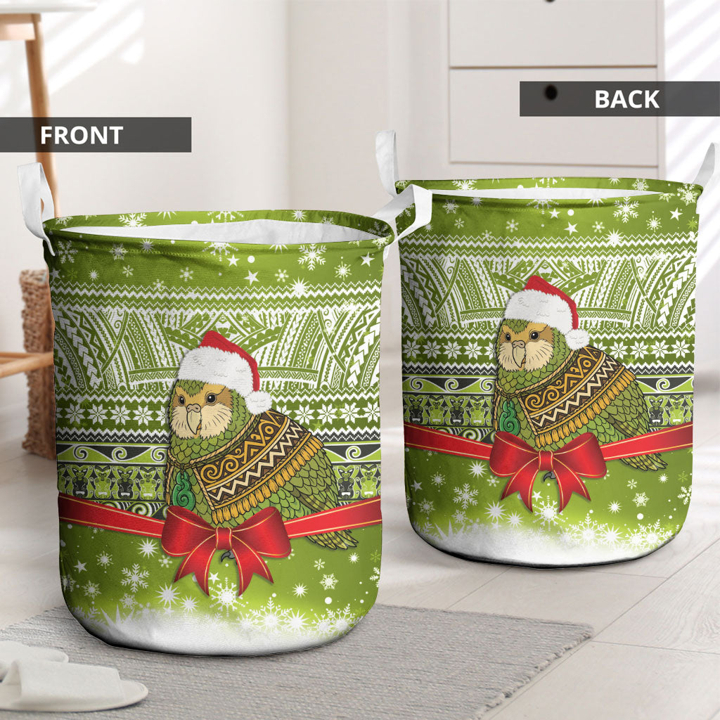 New Zealand Kakapo Christmas Laundry Basket Maori Inspired Knitted Patterns LT9 - Polynesian Pride
