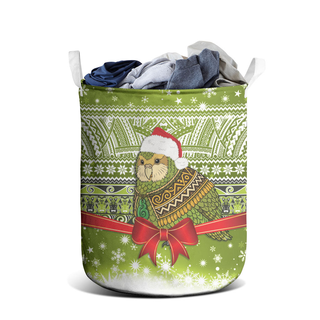 New Zealand Kakapo Christmas Laundry Basket Maori Inspired Knitted Patterns LT9 - Polynesian Pride