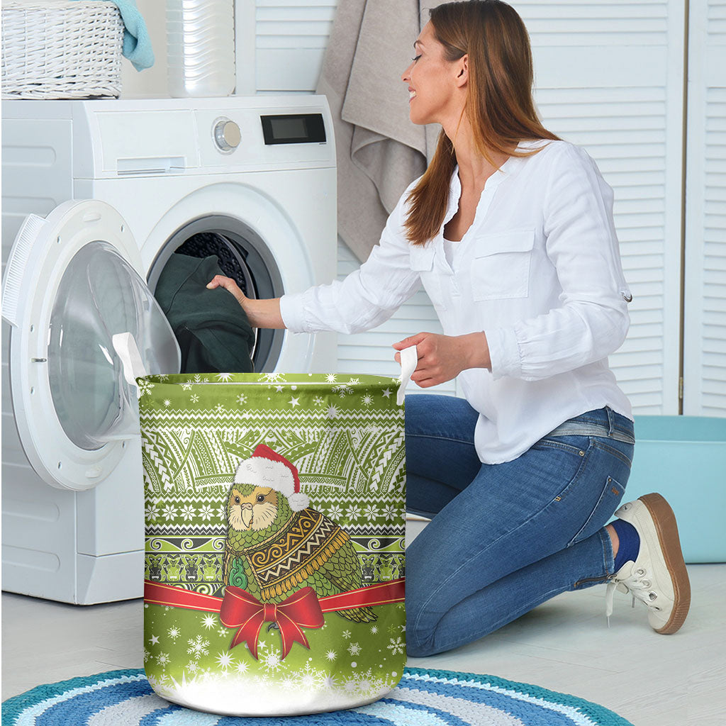 New Zealand Kakapo Christmas Laundry Basket Maori Inspired Knitted Patterns LT9 - Polynesian Pride