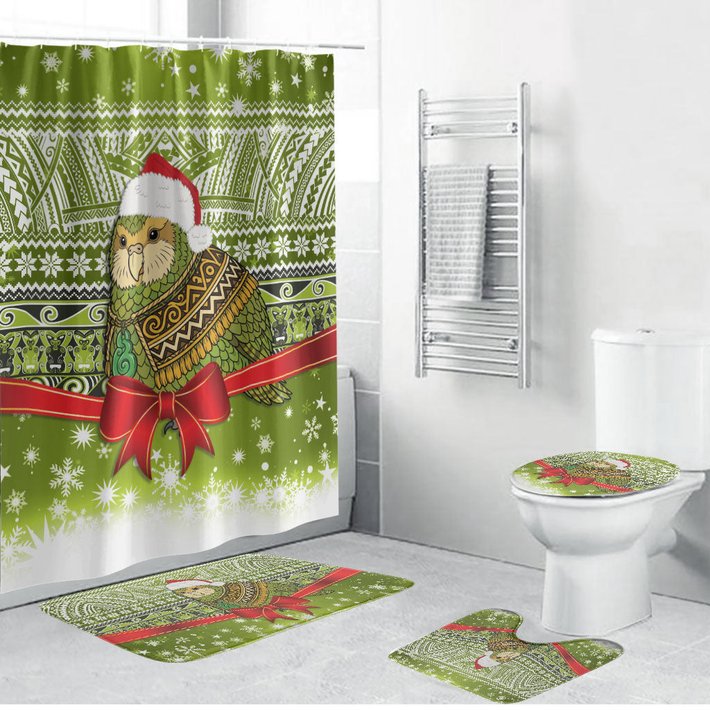 New Zealand Kakapo Christmas Bathroom Set Maori Inspired Knitted Patterns LT9 Bathroom Set (4 pcs) Green - Polynesian Pride