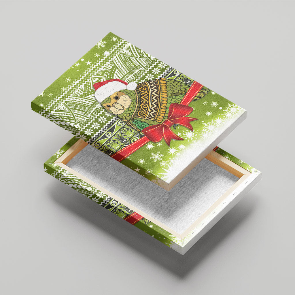 New Zealand Kakapo Christmas Canvas Wall Art Maori Inspired Knitted Patterns LT9 - Polynesian Pride