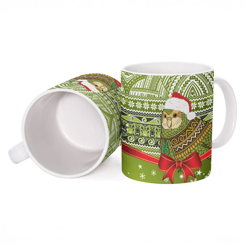 New Zealand Kakapo Christmas Ceramic Mug Maori Inspired Knitted Patterns LT9 - Polynesian Pride