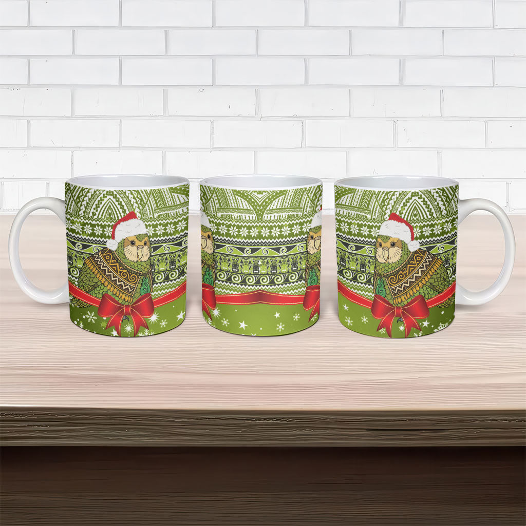 New Zealand Kakapo Christmas Ceramic Mug Maori Inspired Knitted Patterns LT9 - Polynesian Pride