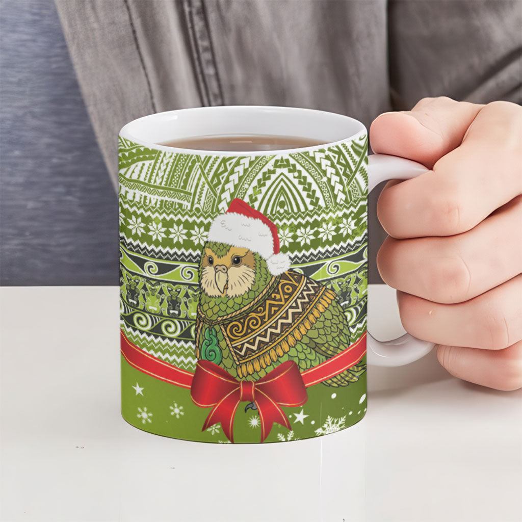 New Zealand Kakapo Christmas Ceramic Mug Maori Inspired Knitted Patterns LT9 - Polynesian Pride