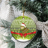 New Zealand Kakapo Christmas Ceramic Ornament Maori Inspired Knitted Patterns LT9 - Polynesian Pride