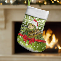 New Zealand Kakapo Christmas Stocking Maori Inspired Knitted Patterns LT9 Set of 2 Green - Polynesian Pride