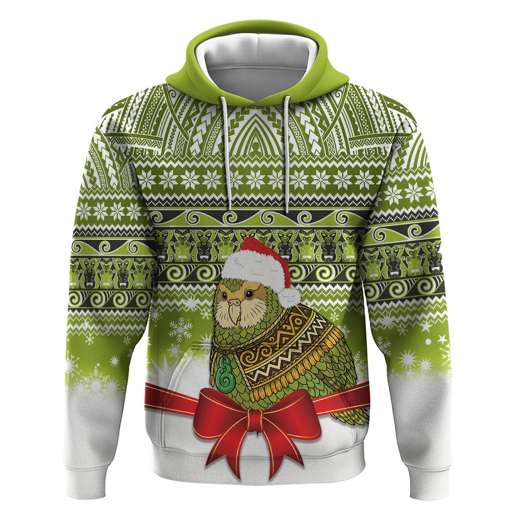 New Zealand Kakapo Christmas Hoodie Maori Inspired Knitted Patterns LT9 Pullover Hoodie Green - Polynesian Pride