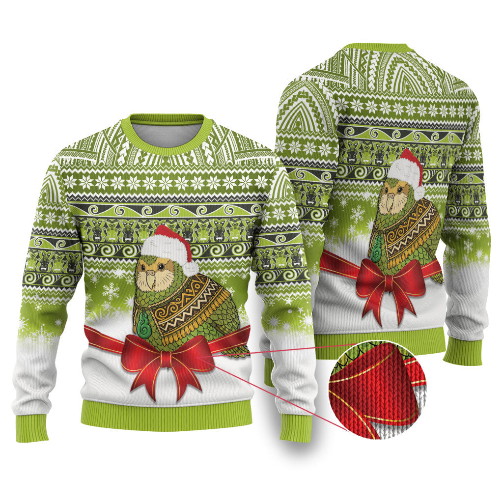 New Zealand Kakapo Christmas Ugly Christmas Sweater Maori Inspired Knitted Patterns LT9 Green - Polynesian Pride