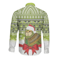 New Zealand Kakapo Christmas Long Sleeve Button Shirt Maori Inspired Knitted Patterns LT9 - Polynesian Pride