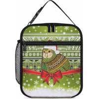 New Zealand Kakapo Christmas Lunch Bag Maori Inspired Knitted Patterns LT9 10.2 × 8.3 × 4.3 inch Green - Polynesian Pride