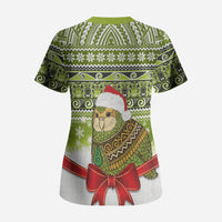 New Zealand Kakapo Christmas Scrub Top Maori Inspired Knitted Patterns LT9 - Polynesian Pride