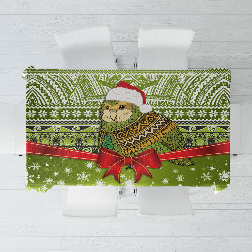 New Zealand Kakapo Christmas Tablecloth Maori Inspired Knitted Patterns LT9 Green - Polynesian Pride