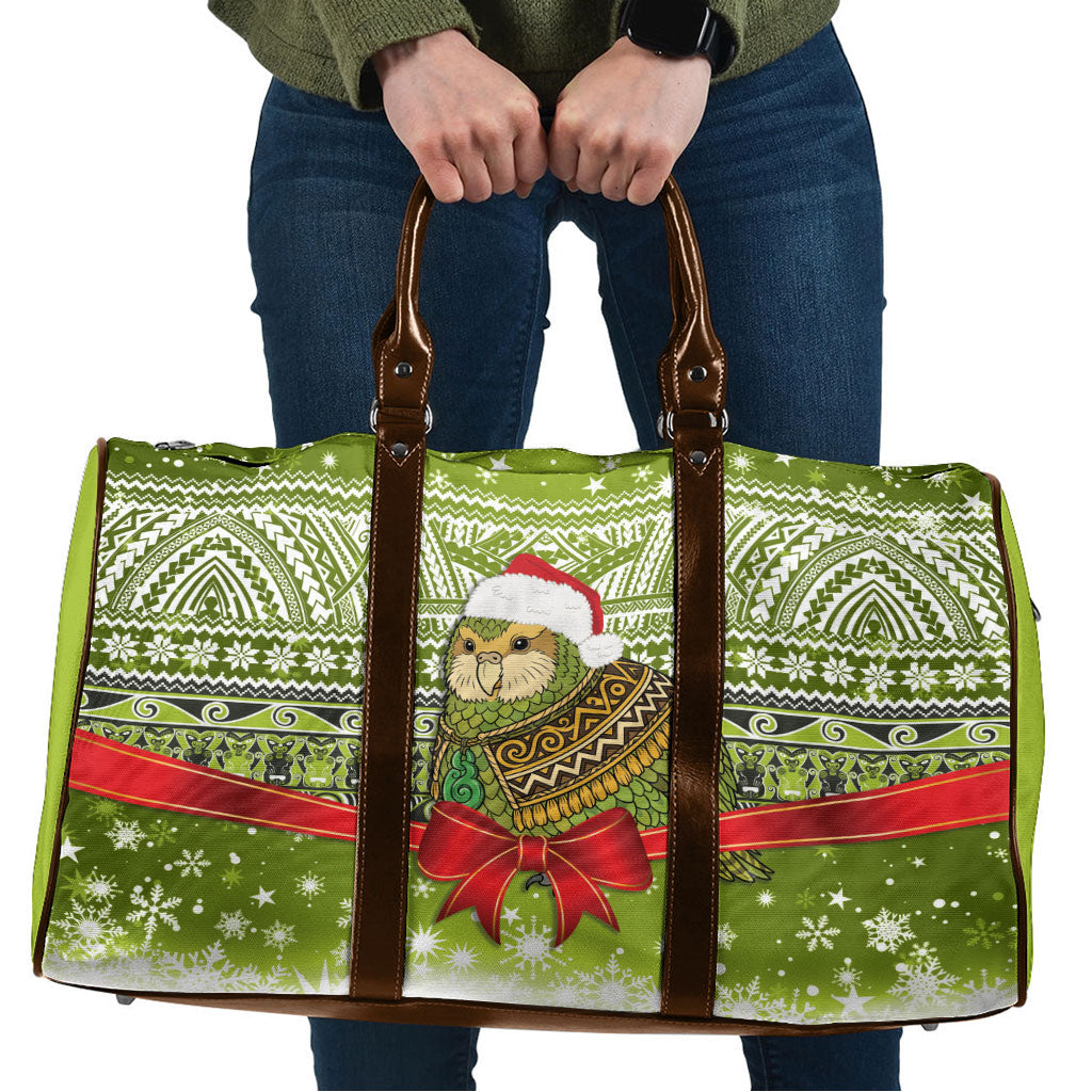 New Zealand Kakapo Christmas Travel Bag Maori Inspired Knitted Patterns LT9 Green - Polynesian Pride