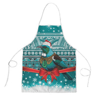 New Zealand Tui Bird Christmas Apron Maori Inspired Knitted Patterns LT9 Turquoise - Polynesian Pride