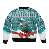 New Zealand Tui Bird Christmas Bomber Jacket Maori Inspired Knitted Patterns LT9 - Polynesian Pride