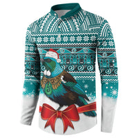 New Zealand Tui Bird Christmas Button Sweatshirt Maori Inspired Knitted Patterns LT9 - Polynesian Pride