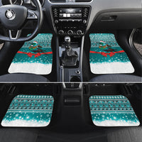 New Zealand Tui Bird Christmas Car Mats Maori Inspired Knitted Patterns LT9 Set 4pcs Turquoise - Polynesian Pride