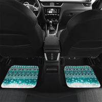 New Zealand Tui Bird Christmas Car Mats Maori Inspired Knitted Patterns LT9 Set 2pcs - Back Turquoise - Polynesian Pride