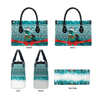 New Zealand Tui Bird Christmas Leather Bag Maori Inspired Knitted Patterns LT9 - Polynesian Pride