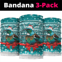 New Zealand Tui Bird Christmas Neck Gaiter Maori Inspired Knitted Patterns LT9 package One Size: 25*50cm Turquoise - Polynesian Pride