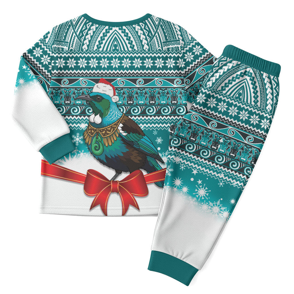 New Zealand Tui Bird Christmas Pajama Set Maori Inspired Knitted Patterns LT9 - Polynesian Pride