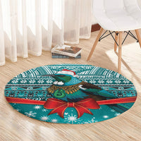 New Zealand Tui Bird Christmas Round Carpet Maori Inspired Knitted Patterns LT9 - Polynesian Pride