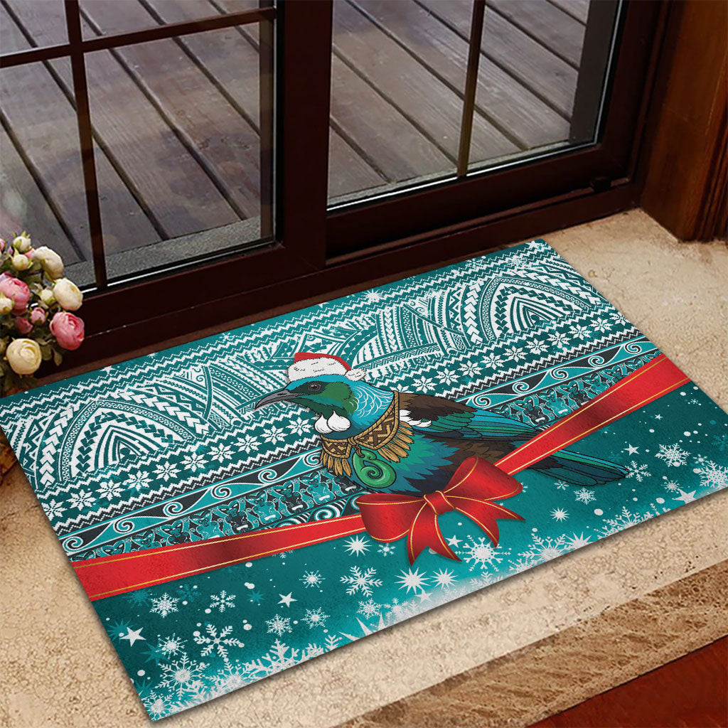 New Zealand Tui Bird Christmas Rubber Doormat Maori Inspired Knitted Patterns LT9 - Polynesian Pride