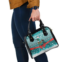 New Zealand Tui Bird Christmas Shoulder Handbag Maori Inspired Knitted Patterns LT9 - Polynesian Pride