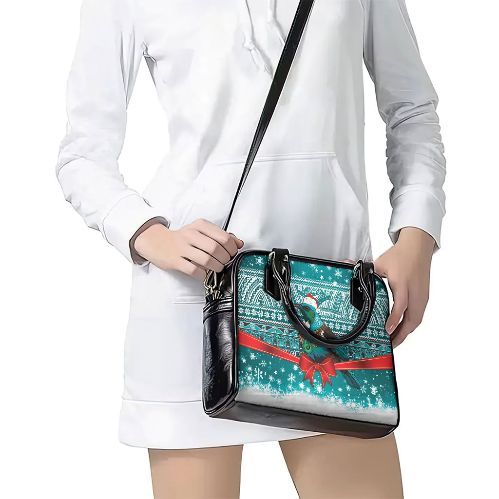 New Zealand Tui Bird Christmas Shoulder Handbag Maori Inspired Knitted Patterns LT9 - Polynesian Pride