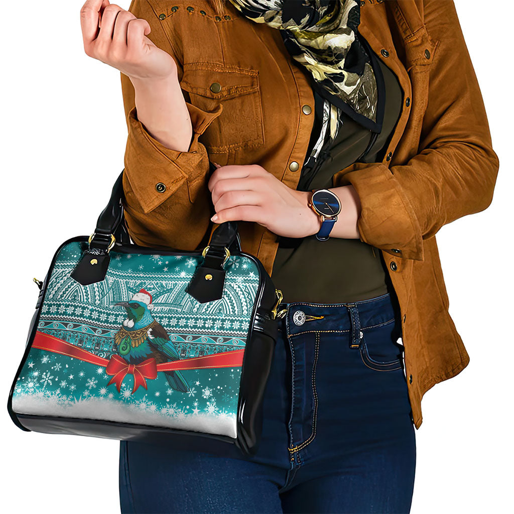New Zealand Tui Bird Christmas Shoulder Handbag Maori Inspired Knitted Patterns LT9 - Polynesian Pride
