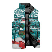 New Zealand Tui Bird Christmas Sleeveless Puffer Jacket Maori Inspired Knitted Patterns LT9 - Polynesian Pride