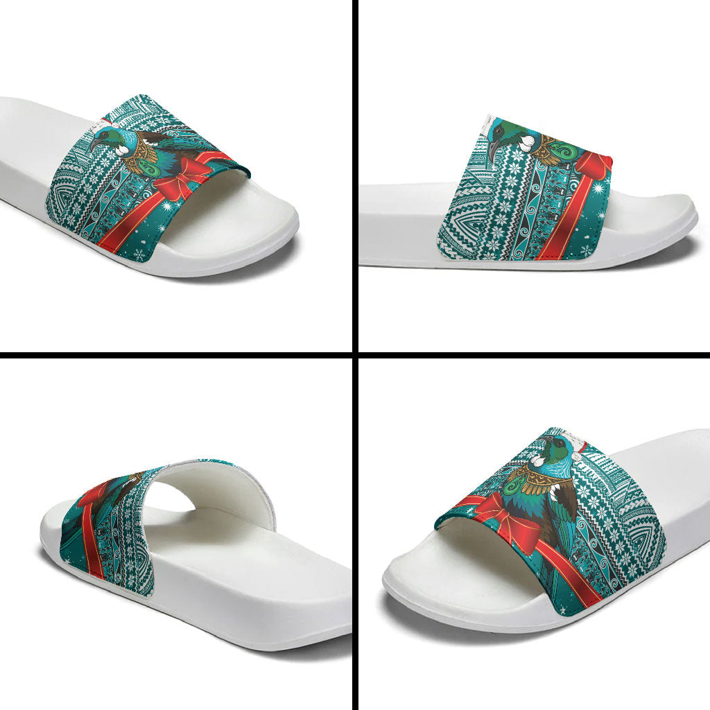 New Zealand Tui Bird Christmas Slide Sandals Maori Inspired Knitted Patterns LT9 - Polynesian Pride