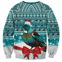 New Zealand Tui Bird Christmas Sweatshirt Maori Inspired Knitted Patterns LT9 - Polynesian Pride