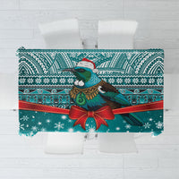 New Zealand Tui Bird Christmas Tablecloth Maori Inspired Knitted Patterns LT9 Turquoise - Polynesian Pride