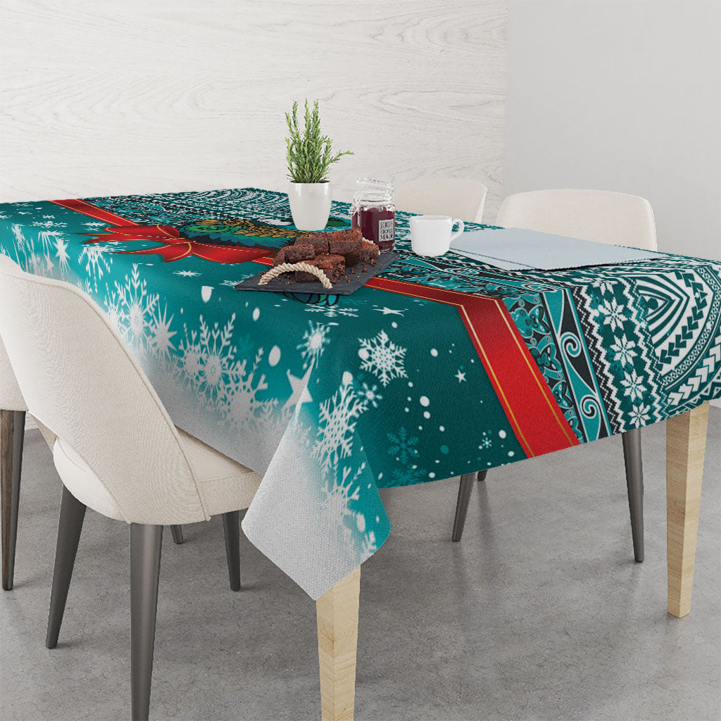 New Zealand Tui Bird Christmas Tablecloth Maori Inspired Knitted Patterns LT9 - Polynesian Pride