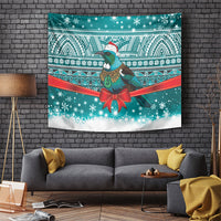 New Zealand Tui Bird Christmas Tapestry Maori Inspired Knitted Patterns LT9 Turquoise - Polynesian Pride