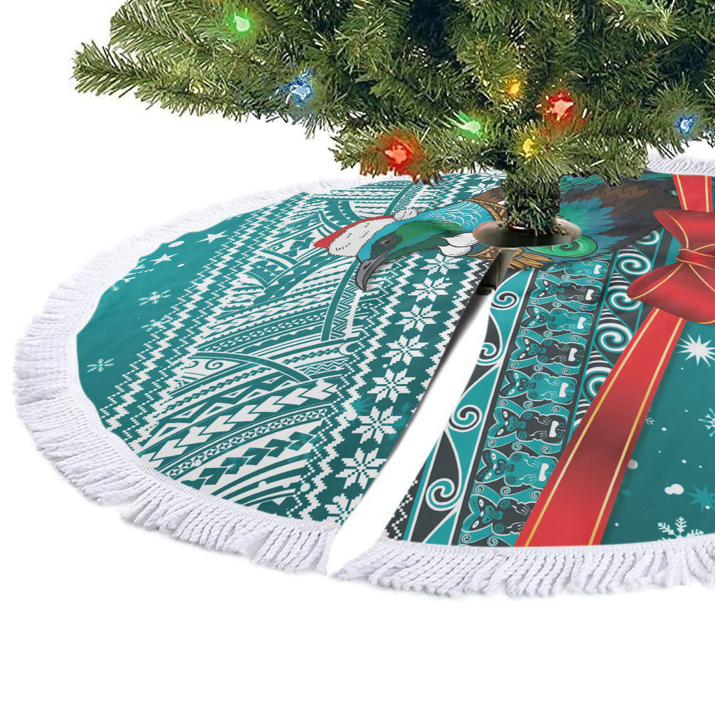 New Zealand Tui Bird Christmas Tree Skirt Maori Inspired Knitted Patterns LT9 - Polynesian Pride