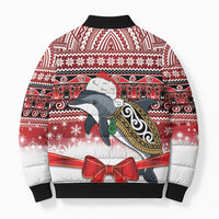 New Zealand Dolphin Terehu Christmas Bomber Puffer Jacket Maori Inspired Knitted Patterns LT9 - Polynesian Pride
