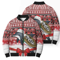 New Zealand Dolphin Terehu Christmas Bomber Puffer Jacket Maori Inspired Knitted Patterns LT9 - Polynesian Pride