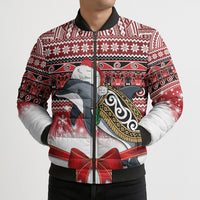 New Zealand Dolphin Terehu Christmas Bomber Puffer Jacket Maori Inspired Knitted Patterns LT9 - Polynesian Pride
