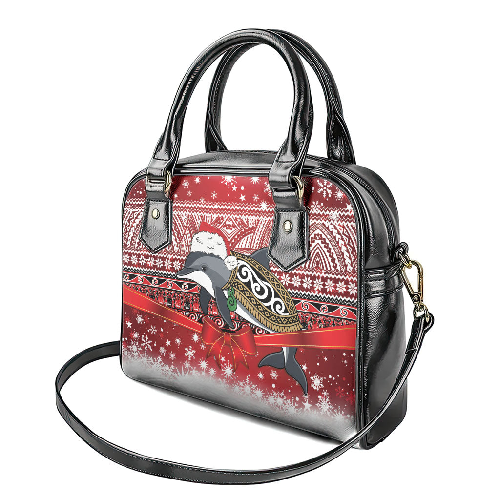 New Zealand Dolphin Terehu Christmas Shoulder Handbag Maori Inspired Knitted Patterns LT9 - Polynesian Pride