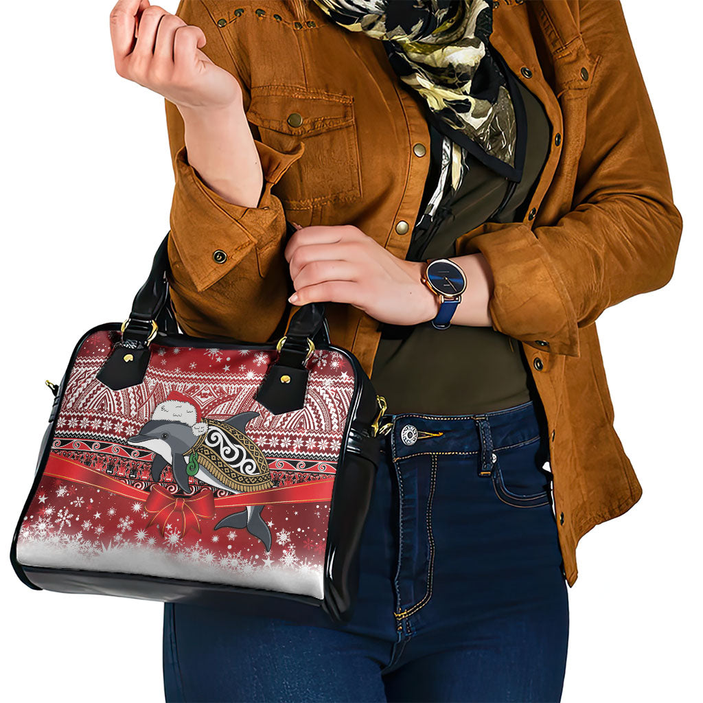New Zealand Dolphin Terehu Christmas Shoulder Handbag Maori Inspired Knitted Patterns LT9 - Polynesian Pride