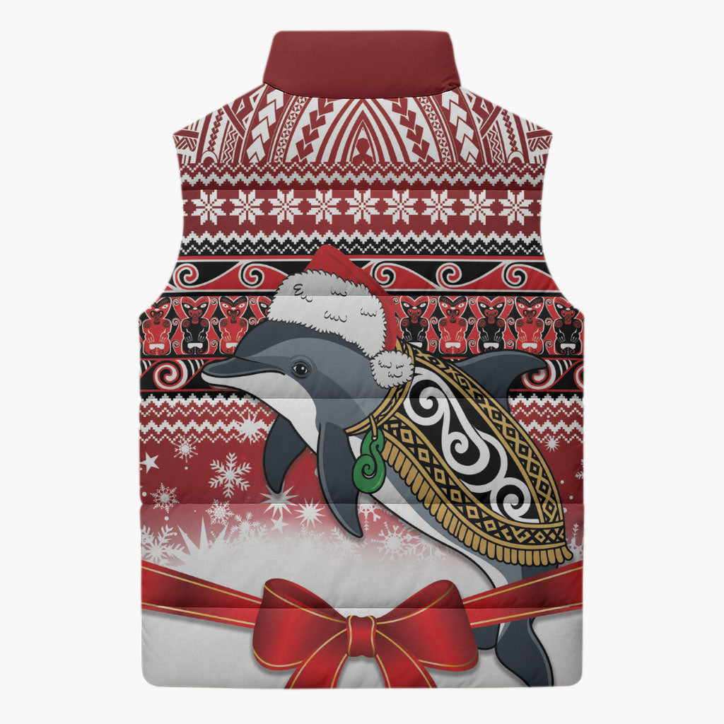 New Zealand Dolphin Terehu Christmas Sleeveless Puffer Jacket Maori Inspired Knitted Patterns LT9 - Polynesian Pride