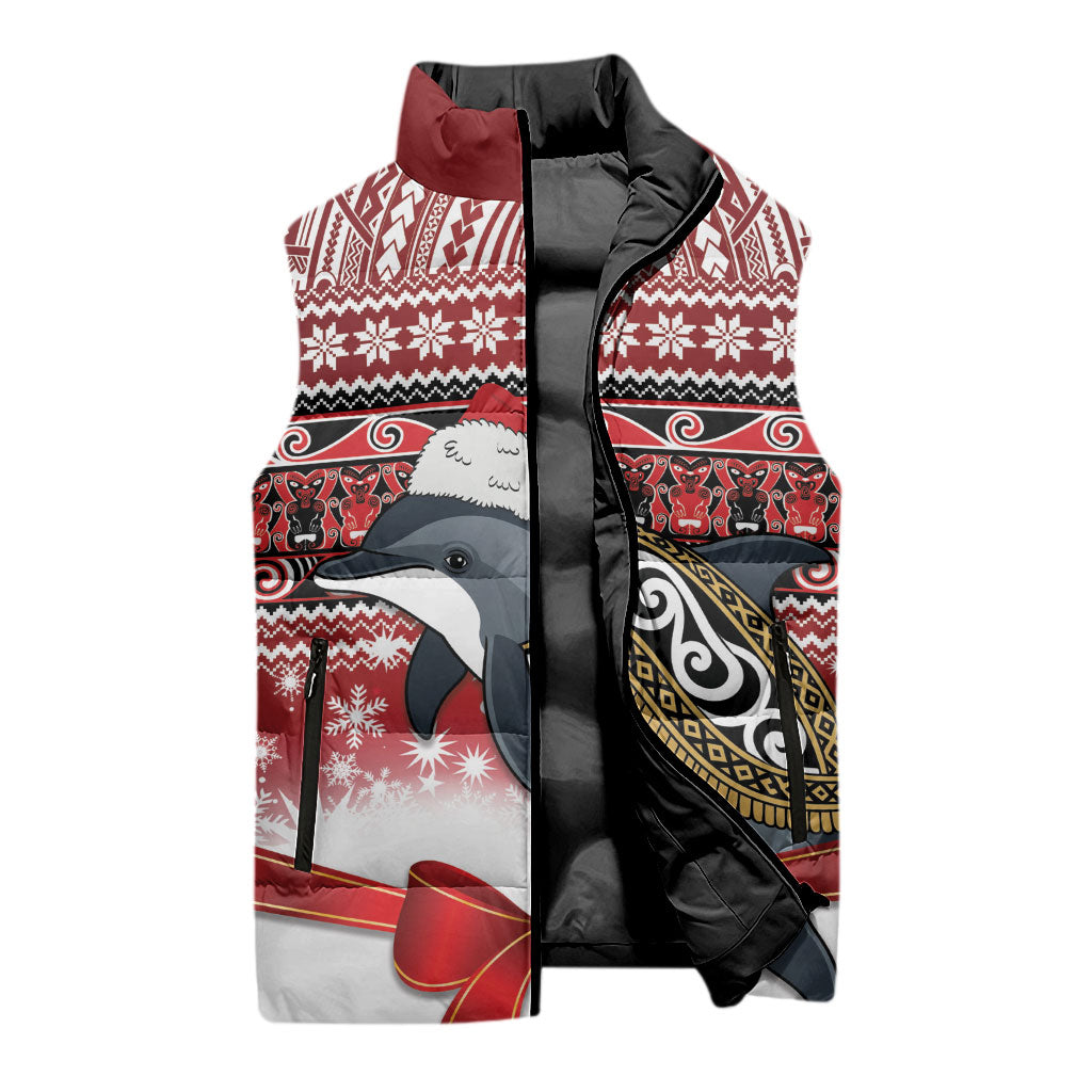 New Zealand Dolphin Terehu Christmas Sleeveless Puffer Jacket Maori Inspired Knitted Patterns LT9 - Polynesian Pride