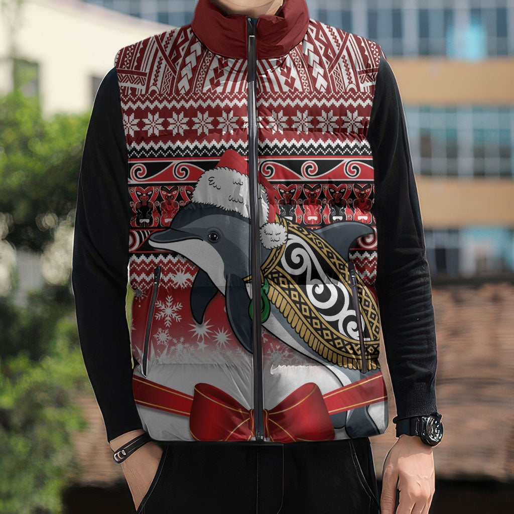 New Zealand Dolphin Terehu Christmas Sleeveless Puffer Jacket Maori Inspired Knitted Patterns LT9 - Polynesian Pride