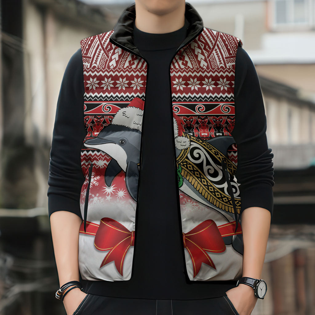 New Zealand Dolphin Terehu Christmas Sleeveless Puffer Jacket Maori Inspired Knitted Patterns LT9 - Polynesian Pride
